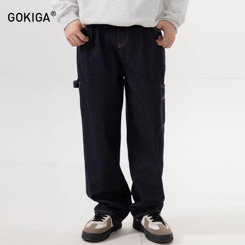 GOKIGA日系宽松休闲纯棉阔腿长裤