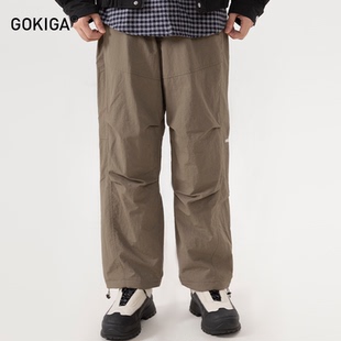 GOKIGA宫崎迦冬季潮牌宽松加绒工装伞兵裤男休闲直筒阔腿长裤3532