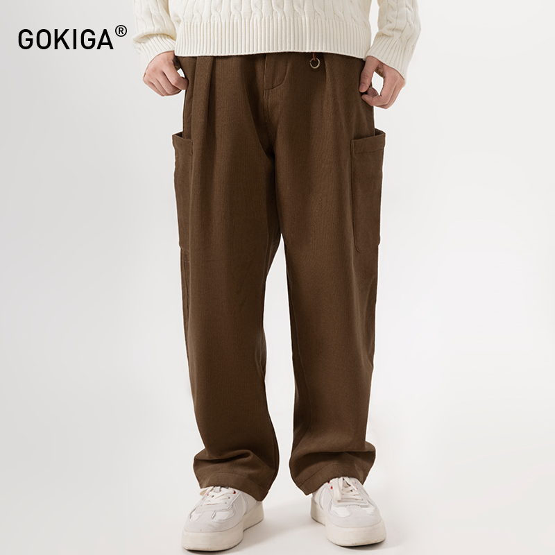 GOKIGA潮流宽松直筒阔腿工装裤男
