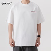 GOKIGA宫崎迦夏季 3601 潮流圆领休闲体恤衫 日系宽松印花短袖 T恤男