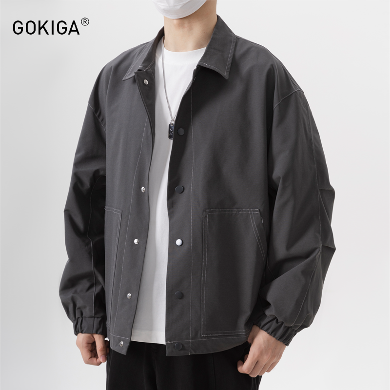 GOKIGA宫崎迦2025日系复古明线口袋夹克男宽松百搭休闲外套秋1824