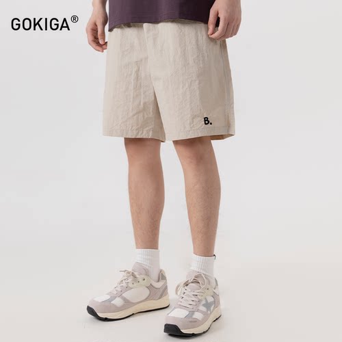 GOKIGA宫崎迦夏季宽松轻薄速干运动短裤男潮流休闲直筒五分裤1819