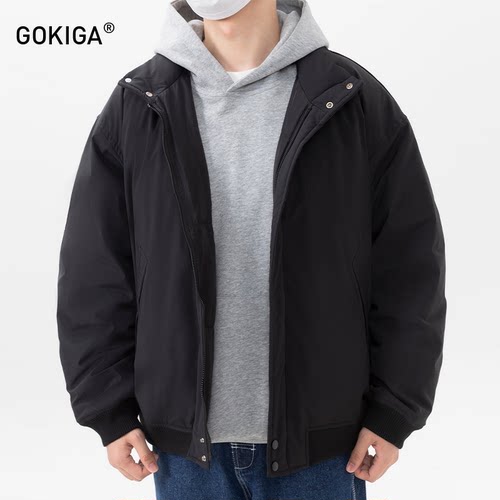 GOKIGA冬季简约白鸭绒立领羽绒服