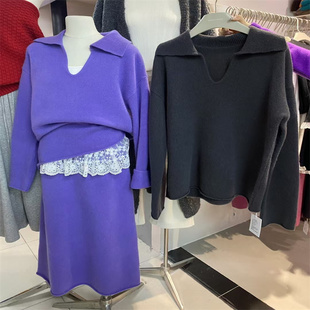 DoubleSeven羊毛深v领针织衫半身裙休闲短裙三件套冬季新款套装女