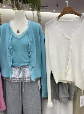 DoubleSeven温柔风羊毛针织开衫女春夏季新款韩系吊带背心两件套