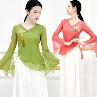 古典舞蹈服上衣女成人形体服仙气纱衣中国舞练功服飘逸基训演出服