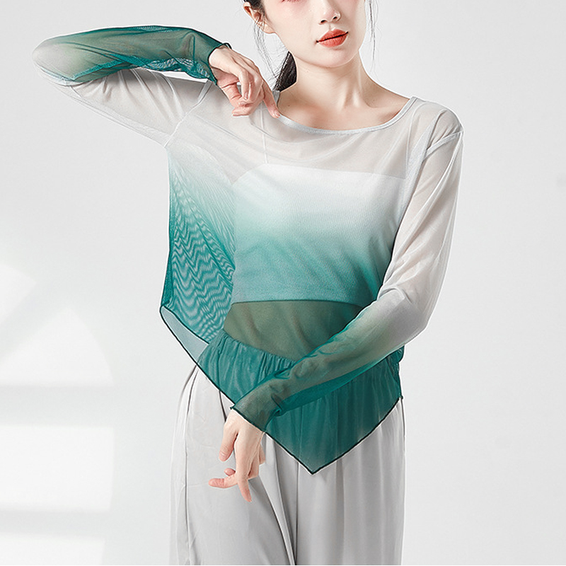 古典舞蹈渐变纱衣宽松罩衫练功服