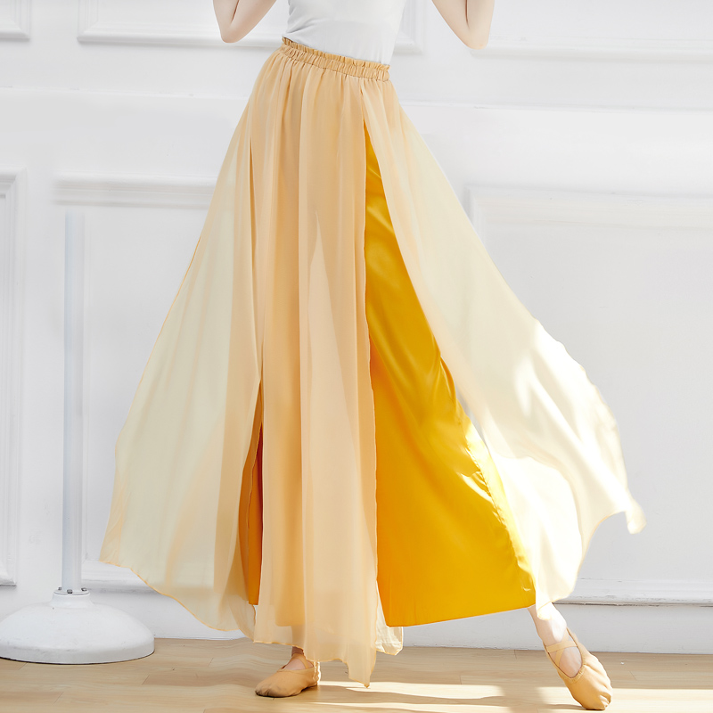 古典舞蹈服飘带开叉飘逸阔腿裤