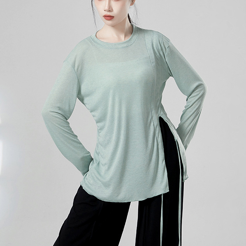 现代舞练功服装抽绳长袖爵士上衣