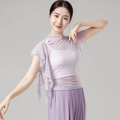 古典舞纱衣女短袖蝴蝶上衣训练服
