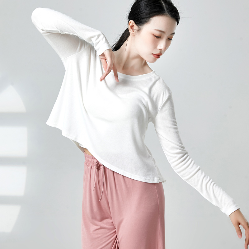 舞蹈练功服圆领长袖宽松上衣罩衫