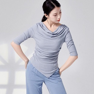 荡领艺考形体服 现代中国舞练功服中袖 2025新款 舞蹈上衣古典舞服装