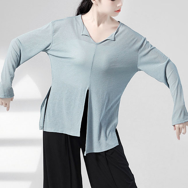 不规则开叉长袖上衣舞蹈服练功服