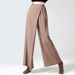 绑带中国舞蹈服现代舞艺考直筒长裤 古典舞练功服女跳舞裤 子阔腿裤