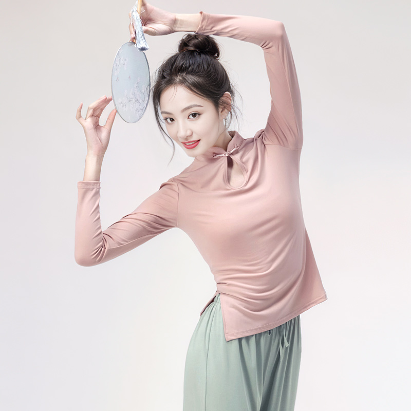 中国舞中式旗袍教师长袖练功服女