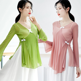 古典舞服装 女舞蹈练功服上衣成人 纱衣民族中国风艺考飘逸身韵开衫