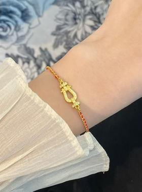 马蹄扣本命年红绳手链轻奢高级感编织手绳新中式小众红色马年手饰