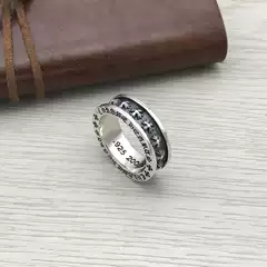 925 Sterling Silver Ring, Vintage Thai Silver Ring, Personalized Fashion Cross Flower Ring, Men's and Women's Couple Style, European and American Trendy Jewelry