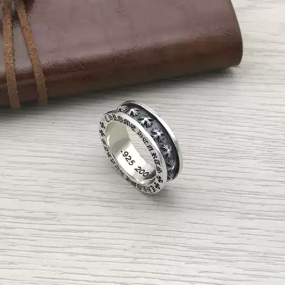 925 Sterling Silver Ring, Vintage Thai Silver Ring, Personalized Fashion Cross Flower Ring, Men's and Women's Couple Style, European and American Trendy Jewelry