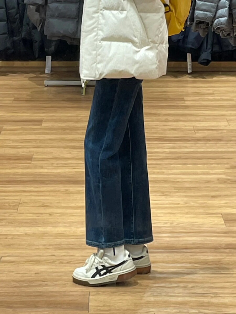 여성을 위한 복고 블루 그레이 컬 스트레이트 청바지 봄 가을 새로운 스타일 하이 웨이스트 슬림 작은 사람들을 위한 9부 담배 파이프 팬츠