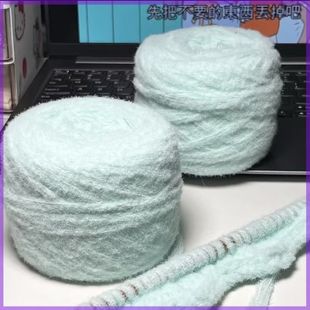 手工棒针围巾材料包薄荷绿牛奶慕斯云朵棉棉暖和围巾毛线手工diy