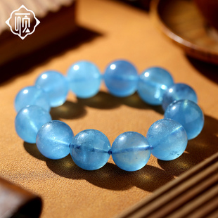顽石灵自带清凉感毕业级大颗粒星光海蓝宝石手串手链W1-132