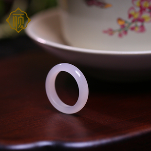 顽石灵 冰肌玉骨毕业级白玉和田玉15号指环戒指W2-80