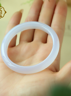 顽石灵 收藏级马达加斯加薰衣草浅紫玉髓手镯W1-403