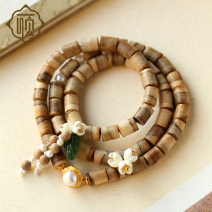 顽石灵 收藏级东马鸡骨香文玩沉香桶珠手串手链项链W1-204