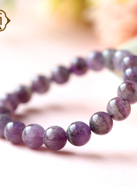 顽石灵 收藏级全紫色极光水晶聚宝盆级光手串手链W1-277