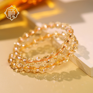 顽石灵 收藏级多巴胺水晶刻面宝石级切割黄水晶手串W1-448P