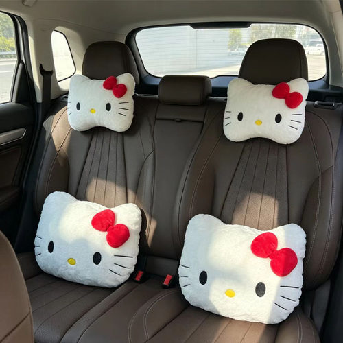可爱猫咪毛绒车载头枕腰靠