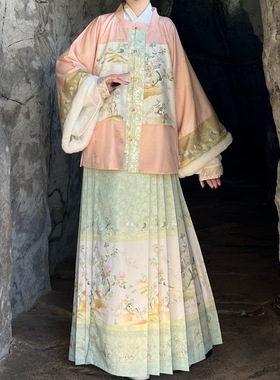 玉兔墨笙原创汉服女明制马面裙方领对襟补服上衣内搭加绒秋冬新款