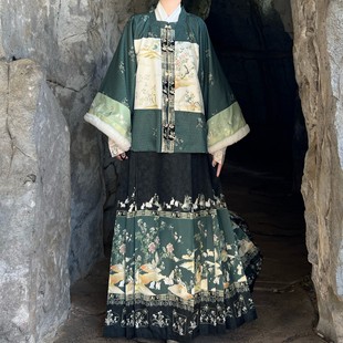 玉兔墨笙原创明制汉服女方领对襟补服上衣内搭马面裙日常秋冬新款