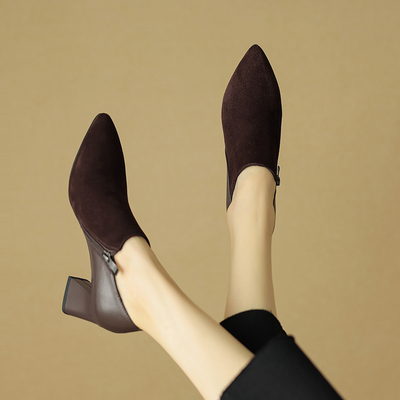 真皮断码清仓尖头羊皮女鞋