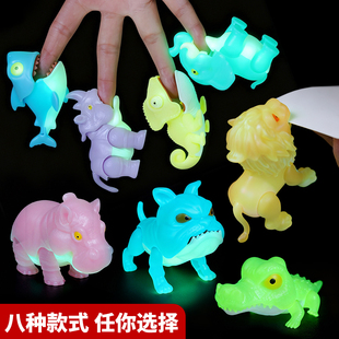 儿童科教认知咬手指夜光小动物发光玩具恶犬鲨鱼大象关节可动玩具