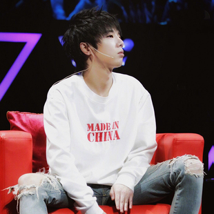 华晨宇同款 china个性 白色字母卫衣 创意潮 made 天籁之战第二季
