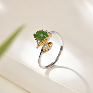 金秋系列~中古风小狐狸碧绿戒指