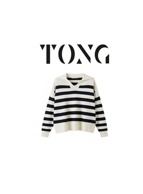 （童 童专属）小禾-爆款海军领拼色 减龄慵懒风POLO领毛衣-217