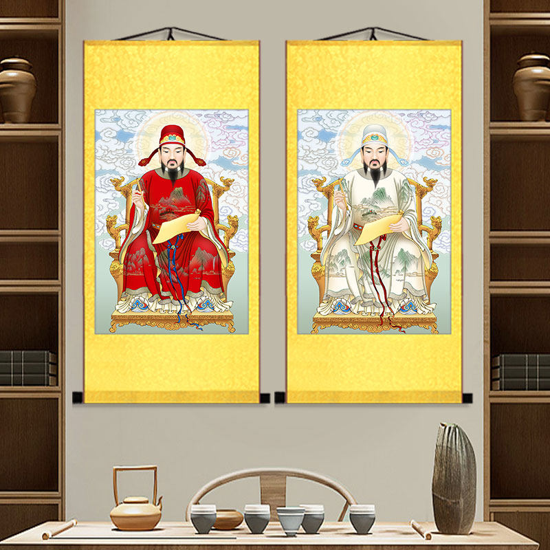 文昌帝君画像文曲星挂画客厅书房学校走廊卷轴壁画刘守真墙贴画像