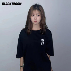 BLACK BLOCK背后印花B字母oversize宽松品质重磅潮牌短袖T恤男女