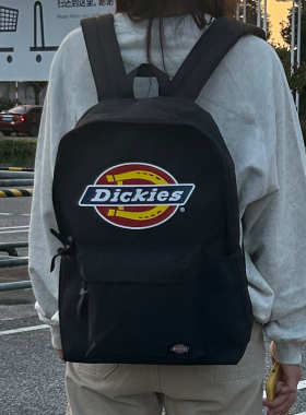 帝客dickies书包潮牌双肩包男女校园大中学生时尚背包电脑包黑色