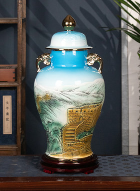 景德镇陶瓷高端手绘白酒瓶将军罐10斤空酒坛窖藏密封酒罐摆件送礼