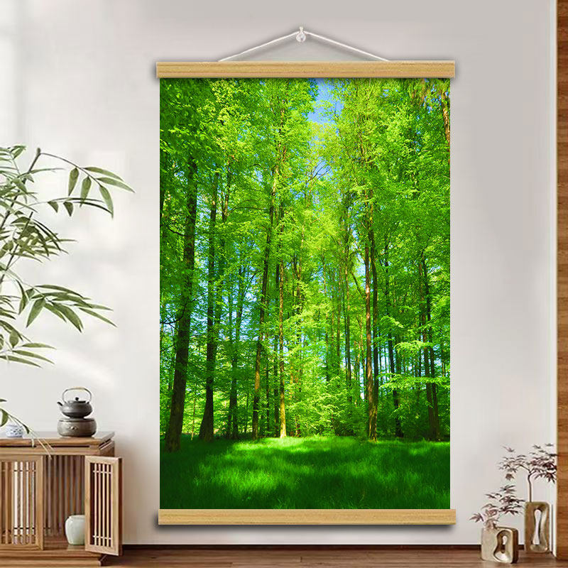 森林海报墙贴大自然绿色护眼门贴风景画装饰挂画树木草地树林海报,家居饰品,现代装饰画,淘宝优惠券,粉丝福利购,淘宝优惠卷