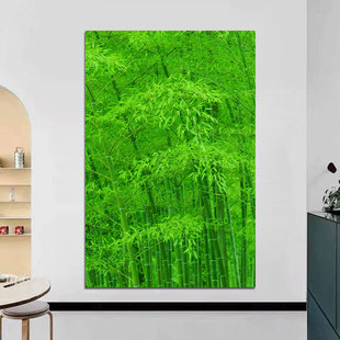 绿色竹子竹林自然风景画客厅走廊装饰画玄关挂画竹报平安竖版壁画