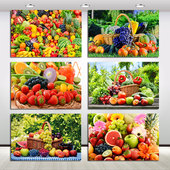 水果蔬菜海报餐厅厨房水果店墙贴壁画自粘海报贴画卧室装 饰画挂画