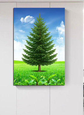 现代简约树木风景装饰画小清新客厅挂画玄关沙发落地绿色大树壁画