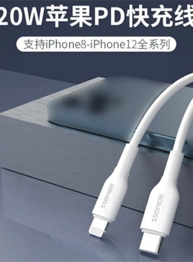 罗马仕CB1713 苹果PD快充数据线七猫Type-C接口Apple Lightning双接口充电线 白色1米/条