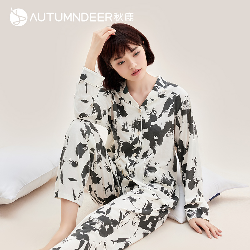 秋鹿女士纯棉睡衣长袖长裤