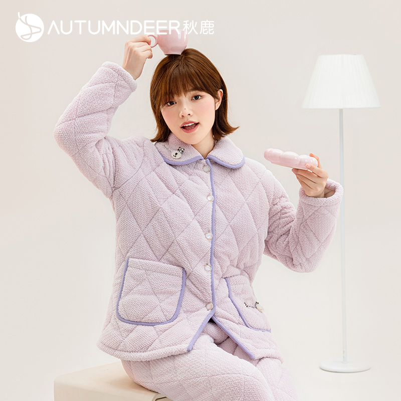 秋鹿【冬季新款】睡衣女三层夹心